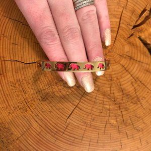 Stella & Dot Strength bracelet (pink with gold bar and elephants)